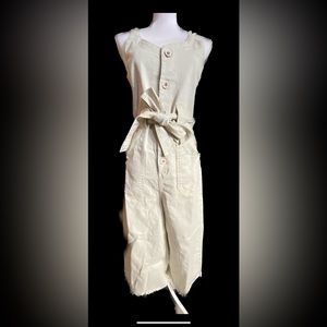 Cropped Denim Button Up Overall